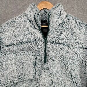 Gioberti Mens Thick Sherpa Fleece Quarter Zip Pullover Sweater Teal White Size L